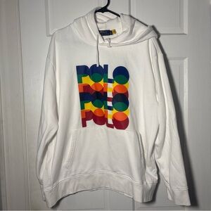 Ralph Lauren White Hoodie with Multicolor Graphic